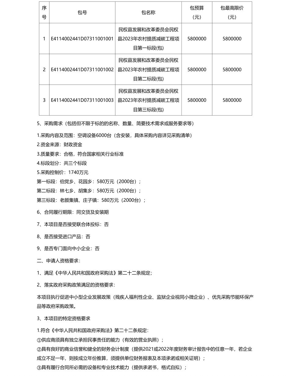 【招标】碳工程1740万-民权县发展和改革委员会民权县2023年农村提质减碳工程项目-公开招标公告_第2页