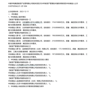 【中标】碳系统176.9万-中国华电集团碳资产运营有限公司相关项目工程2024年碳资产管理技术服务采购项目批次评标结果公示-北京鉴衡认证中心有限公司