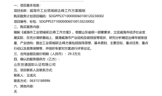 【中标】碳方案29.3万-威海市工业领域碳达峰工作方案编制结果公告-山东世通国际认证有限公司