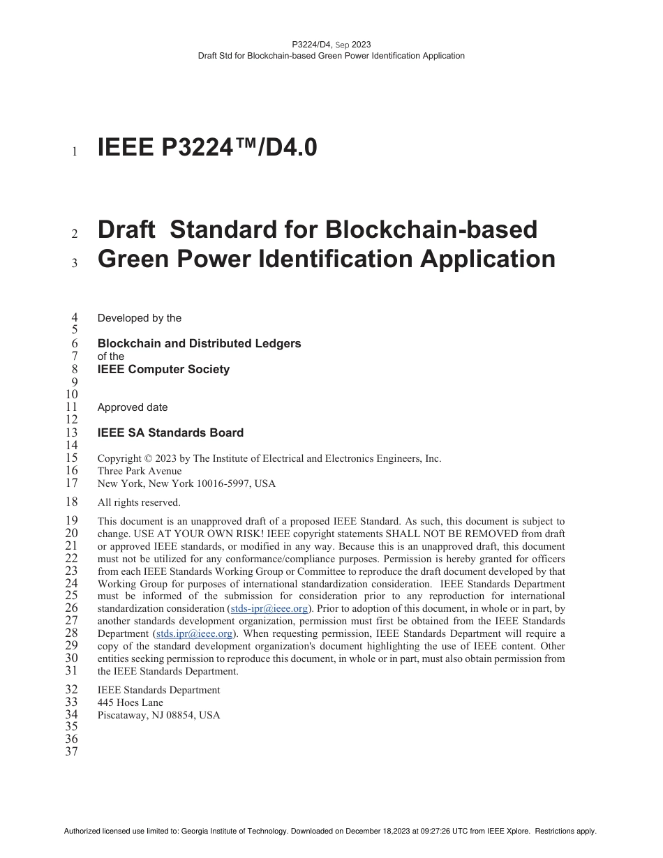 基于区块链的绿色电力识别应用标准草案英文版_第1页