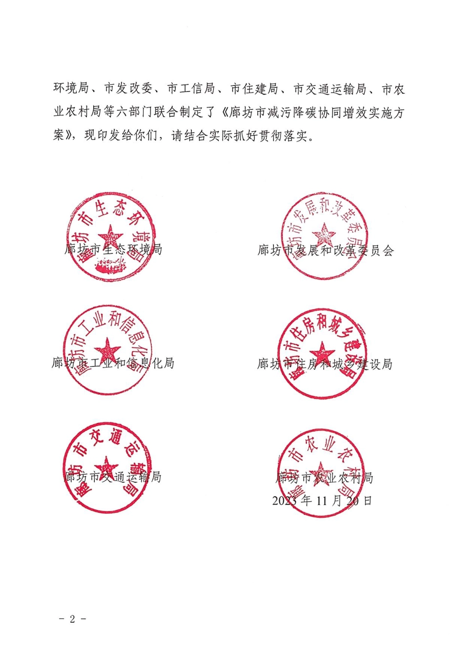 【政策】廊坊市减污降碳协同增效实施方案_第2页