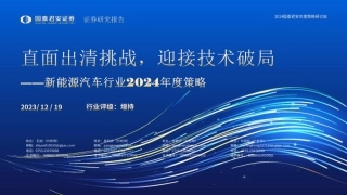 国泰君安：新能源汽车行业2024年度策略一直面出清挑战，迎接技术破局