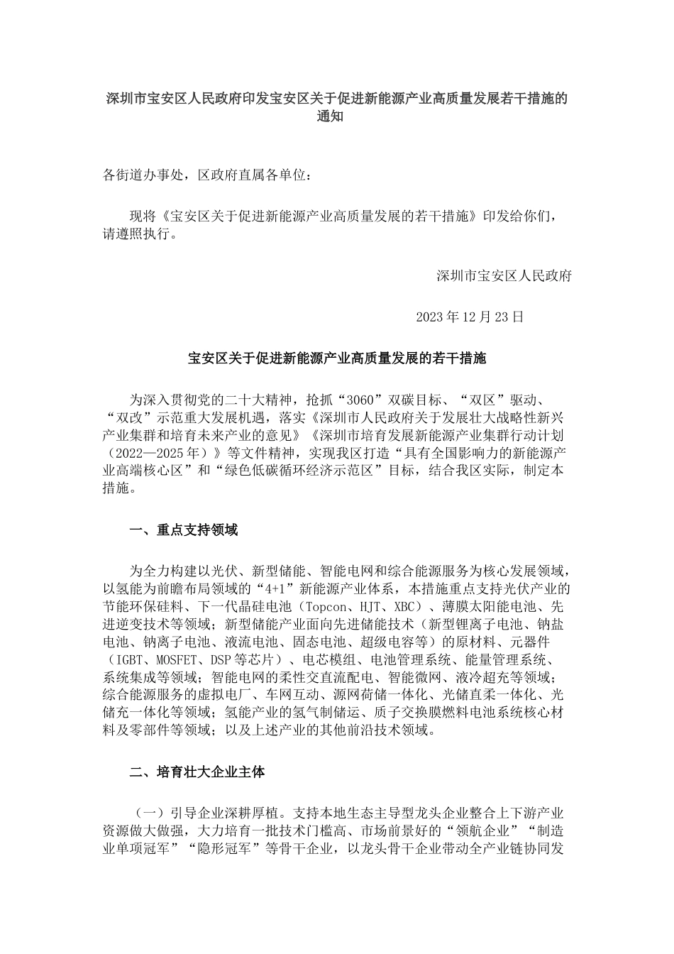 【政策】宝安区关于促进新能源产业高质量发展的若干措施_第1页