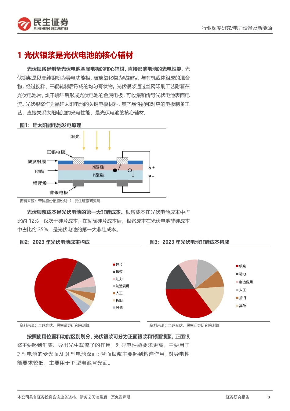 民生证券：光伏行业-N型迭代加速，银浆环节驶入量利齐升快车道_第3页