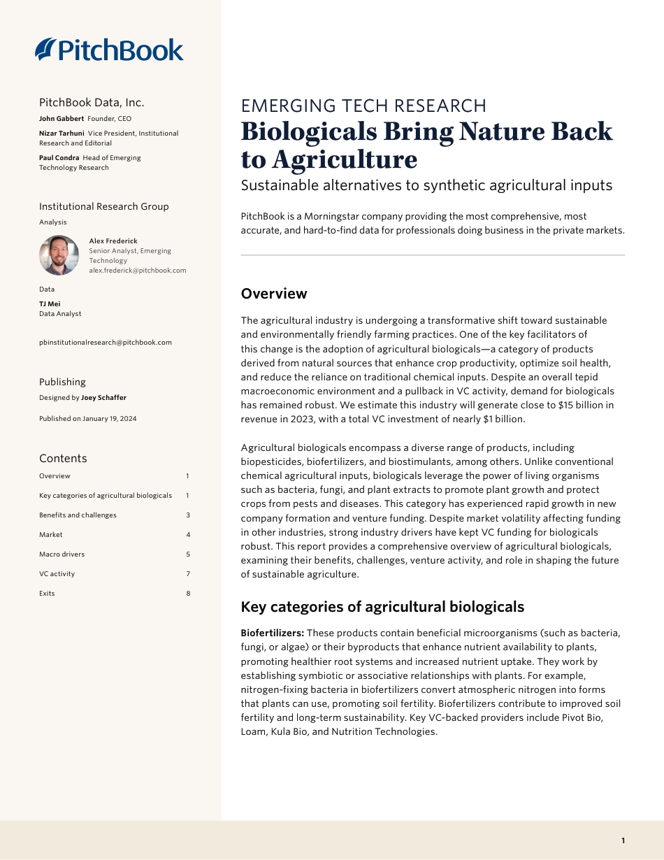 PitchBook-生物制品让自然回归农业（英）-2024.1-9页_第1页