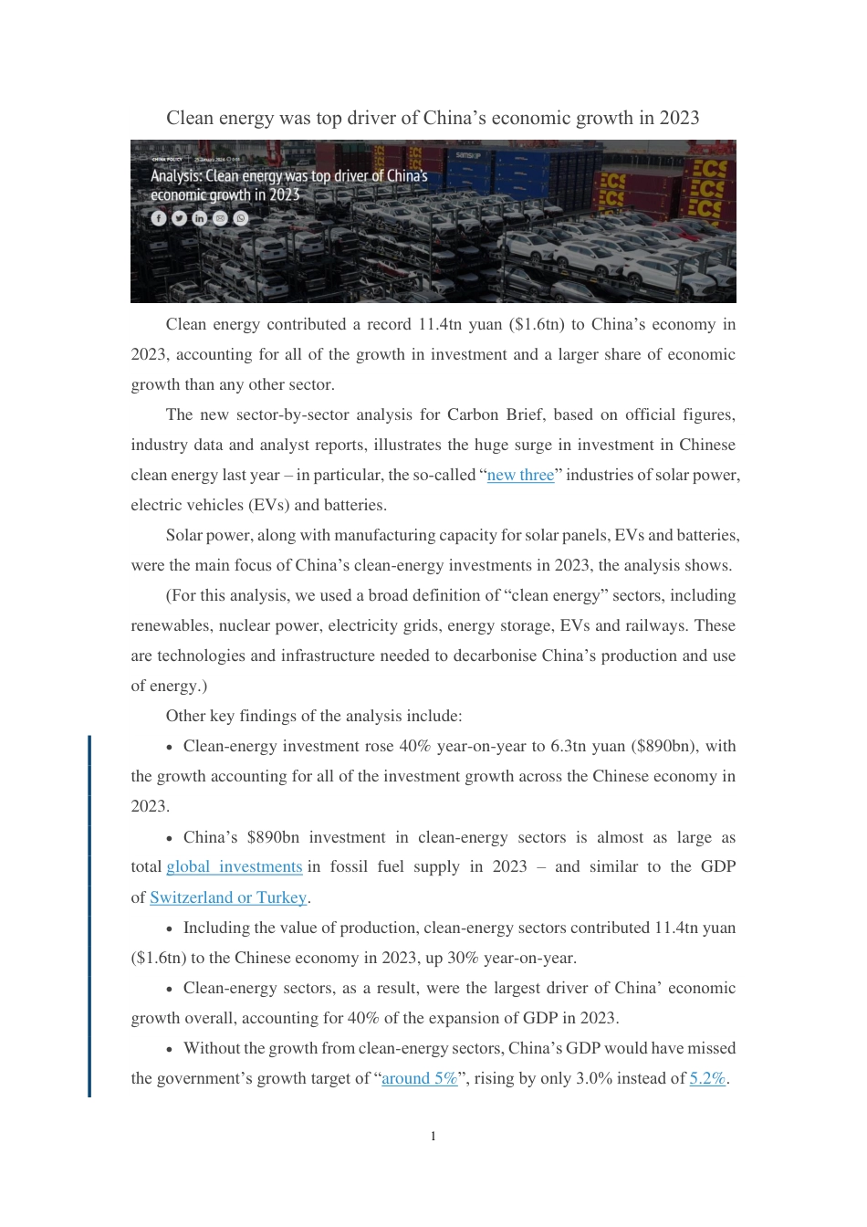 清洁能源是2023年中国经济增长的主要驱动力（英文版）--CREA_第1页