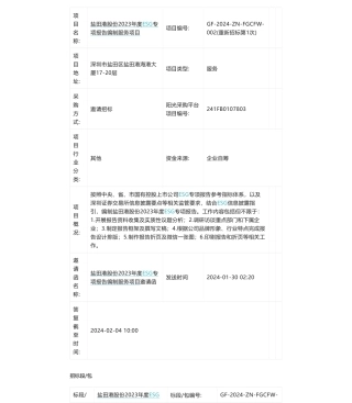 【招标】ESG咨询19万-盐田港股份2023年度ESG专项报告编制服务项目邀请函