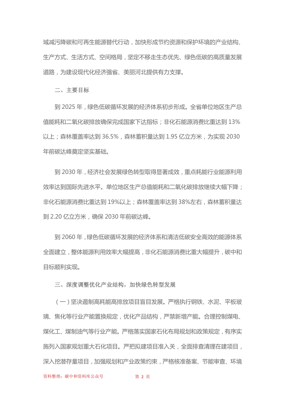 【政策】河北省委省政府关于完整准确全面贯彻新发展理念认真做好碳达峰碳中和工作的实施意见_第2页