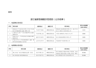 【政策】浙江省新型储能示范项目（公示名单）