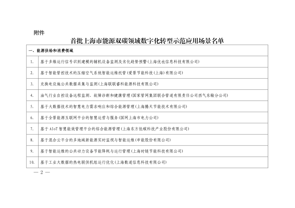 【政策】首批上海市能源双碳领域数字化转型示范应用场景名单_第2页