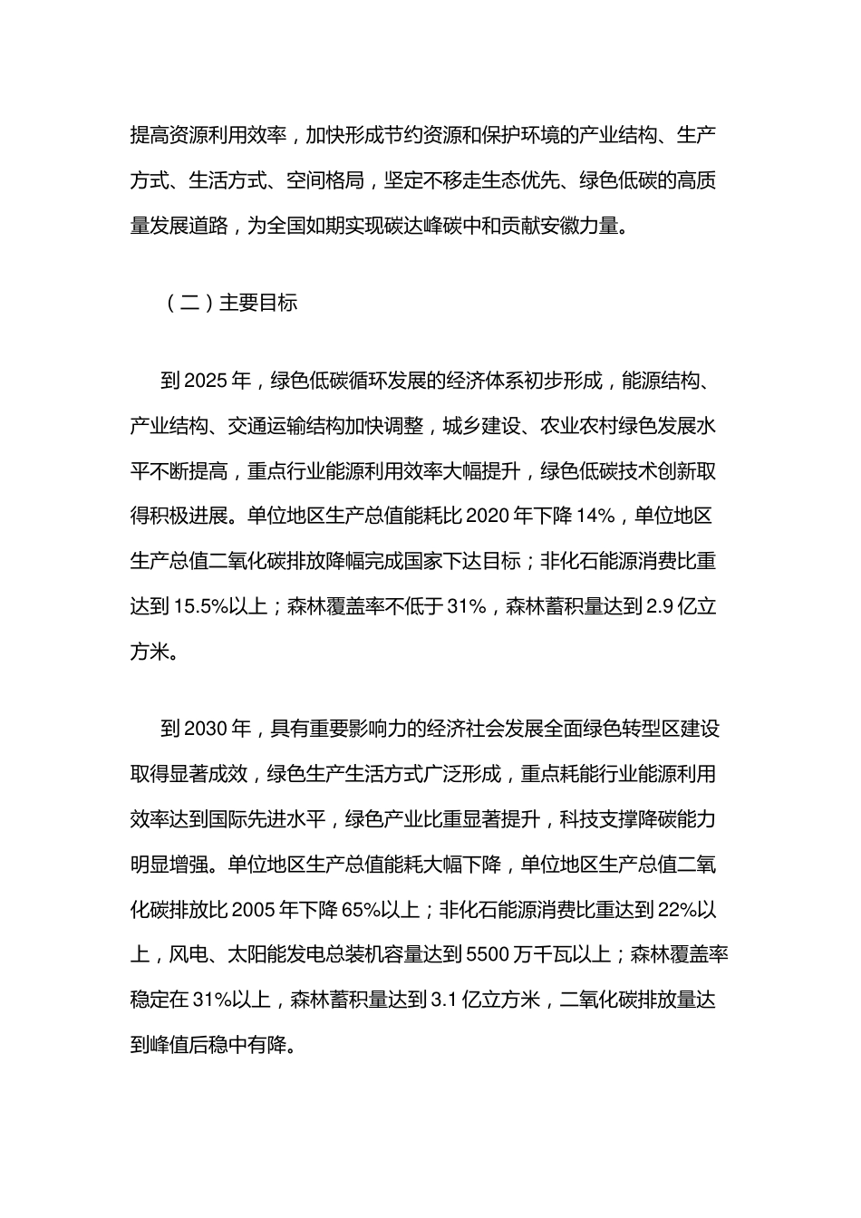 政策】安徽省关于完整准确全面贯彻新发展理念做好碳达峰碳中和工作的实施意见_第2页