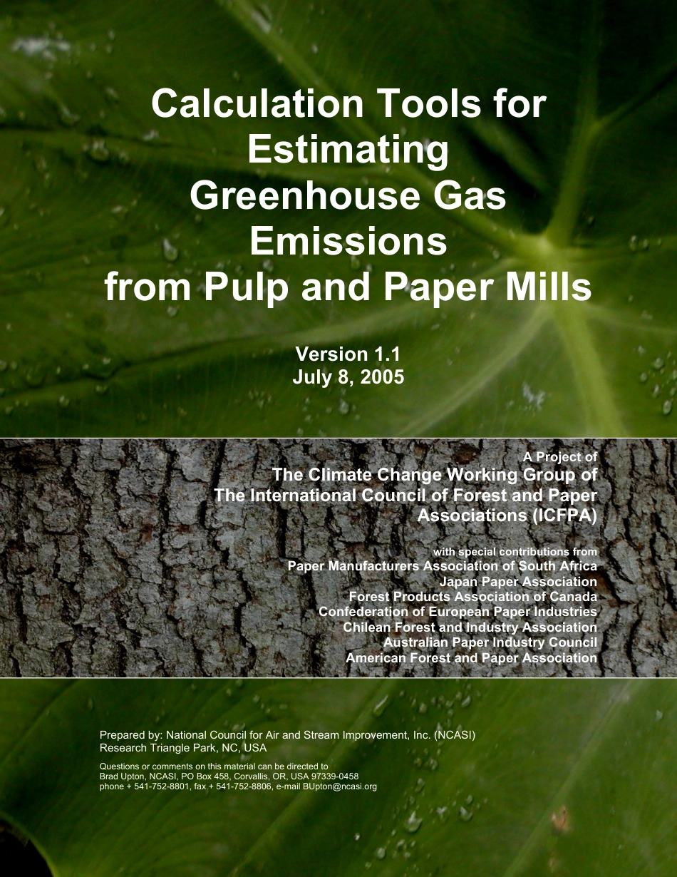 纸浆和造纸碳排放量计算工具用户指南（Pulp_and_Paper_Guidance）_第1页