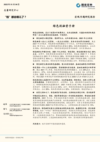 绿色投融资手册：“钱”都去哪儿了？