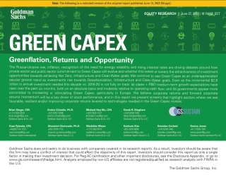 绿色资本支出：绿色通货膨胀、回报与机遇（英）-高盛