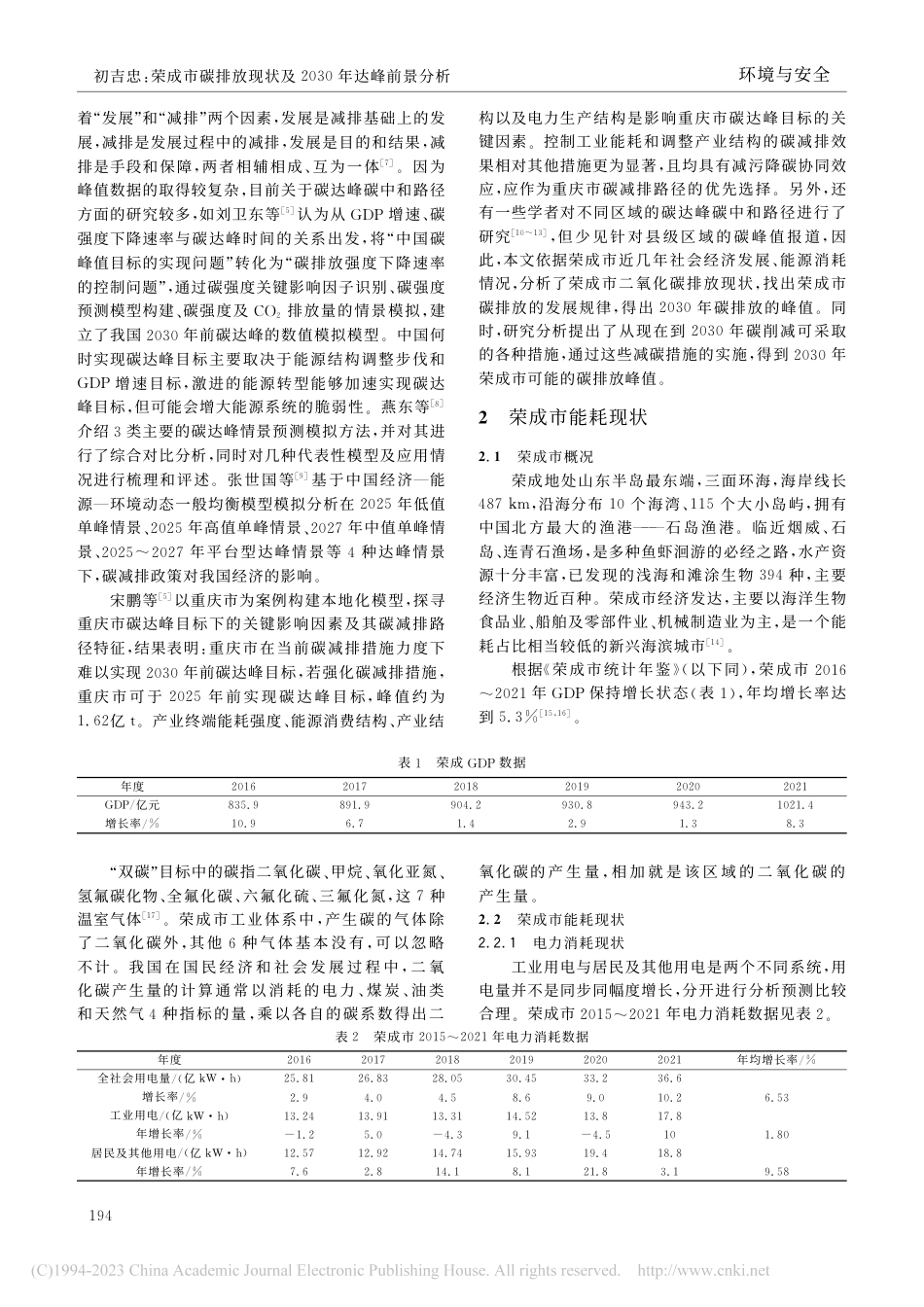 荣成市碳排放现状及2030年达峰前景分析_初吉忠_第2页