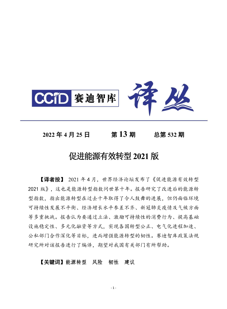 赛迪译丛：促进能源有效转型2021版_第1页