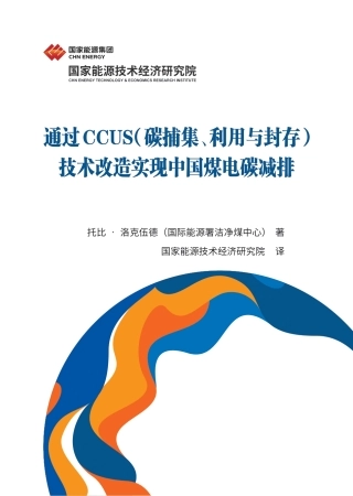 通过CCUS技术改造实现中国煤电碳减排-国际能源署洁净煤中心(IEA CCC)