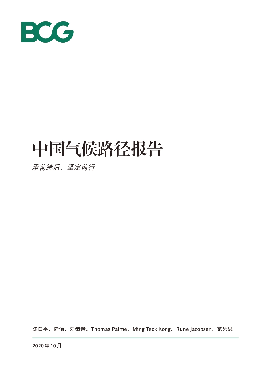 18、波士顿中文报告《中国碳中和目标和气候路径报告》_第1页