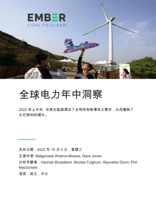 2022年上半年全球电力洞察-EMBER