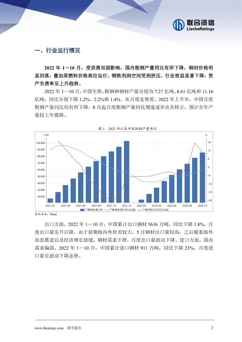 2022年钢铁行业信用风险总结与展望-联合资信_第2页