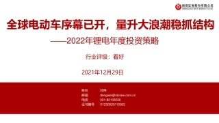 2022年锂电行业：全球电动车序幕已开，量升大浪潮稳抓结构