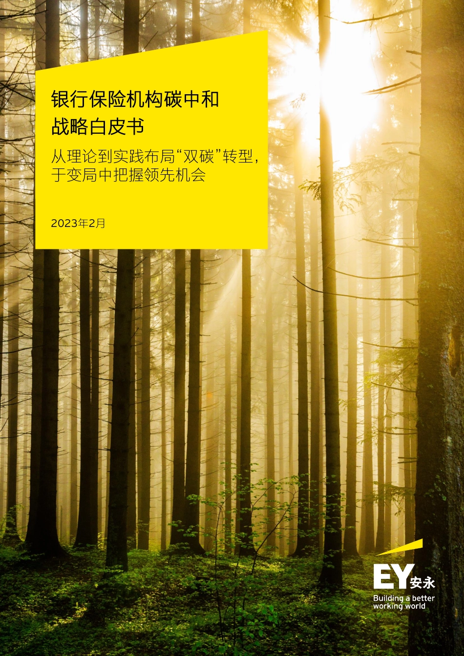 2023银行保险机构碳中和战略白皮书---安永_第1页