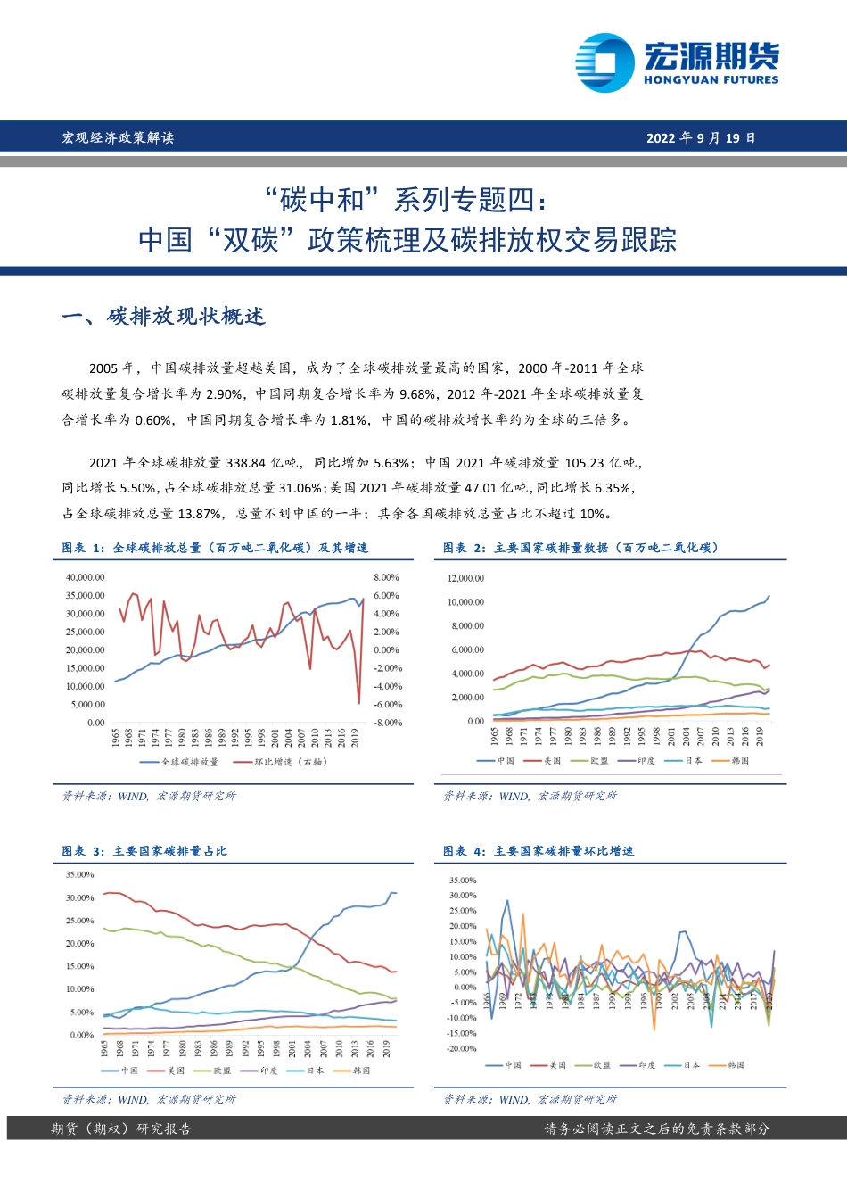 “碳中和”系列专题：中国“双碳”政策梳理及碳排放权交易跟踪-宏源期货_第1页