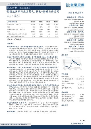 【研报】铝箔龙头享行业高景气，钠电+涂碳打开空间---东吴证券