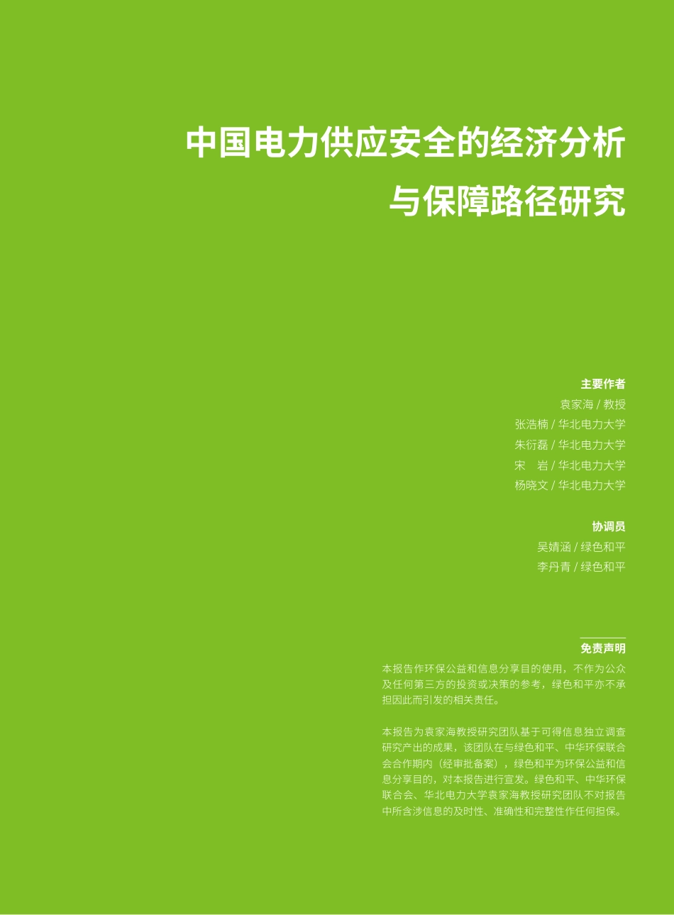 中国电力供应安全的经济分析与保障路径研究-绿色和平_第3页