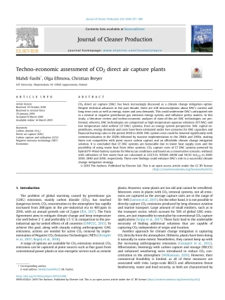 二氧化碳直接空气捕获装置的技术经济评价（英）