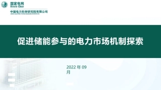 促进储能参与的电力市场机制探索---国家电网