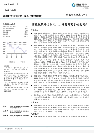 储能行业深度（一）：储能发展潜力巨大，上游材料需求快速提升-国金证券