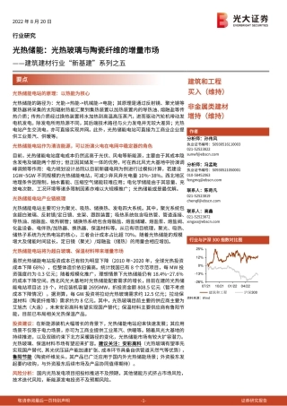 光热储能：光热玻璃与陶瓷纤维的增量市场-光大证券