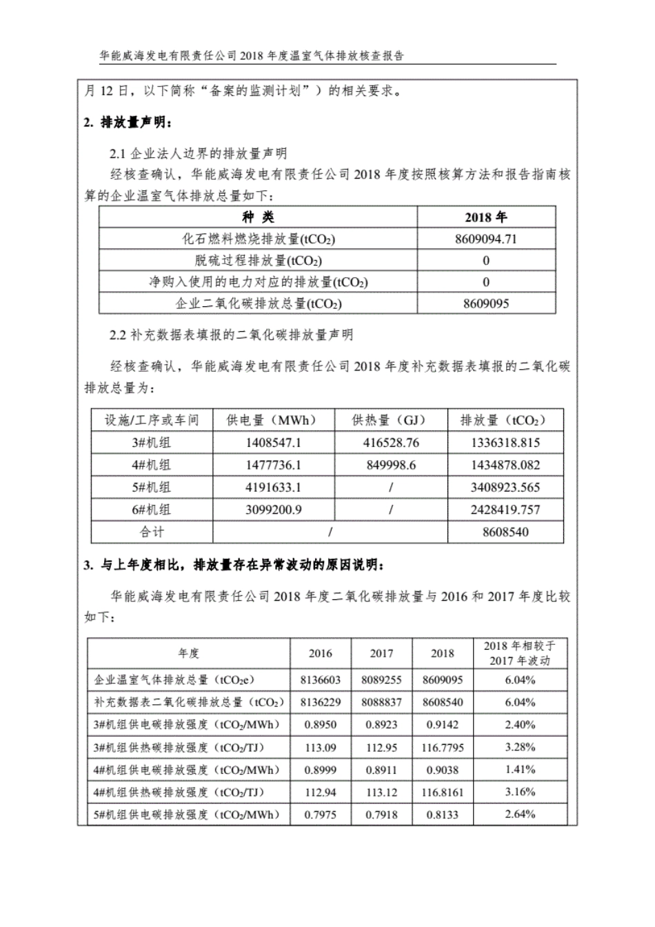 华能威海发电有限责任公司温室气体排放核查报告_第3页