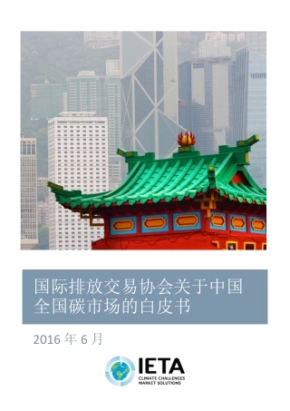 国际排放交易协会关于中国全国碳市场的白皮书---IETA