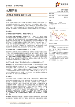 多视角看各类新型储能技术发展-天风证券