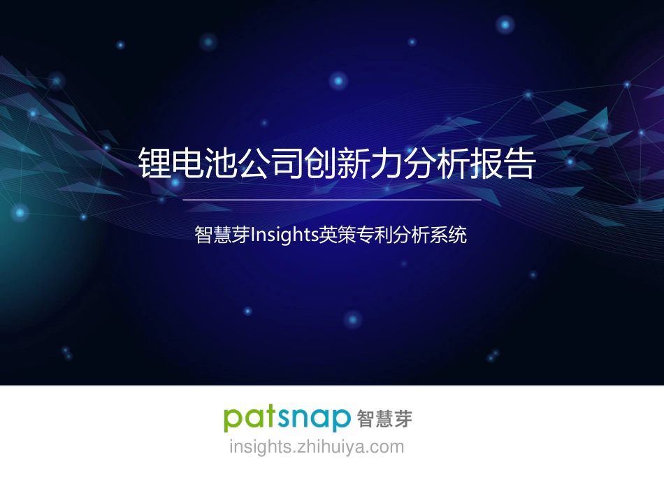 智慧芽Insights：锂电池技术全景分析报告_第1页