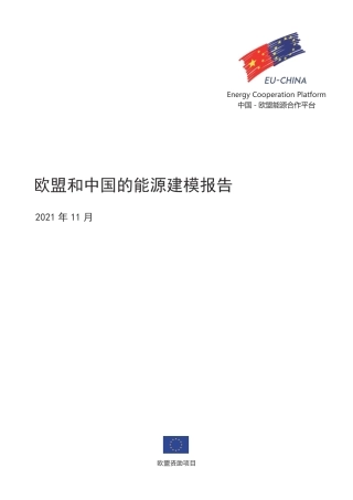 欧盟和中国的能源建模报告