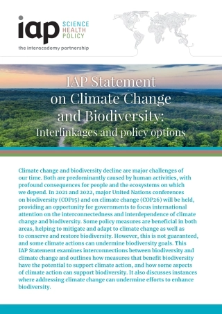 气候变化和生物多样性：相互联系和政策选择-国际科学院组织