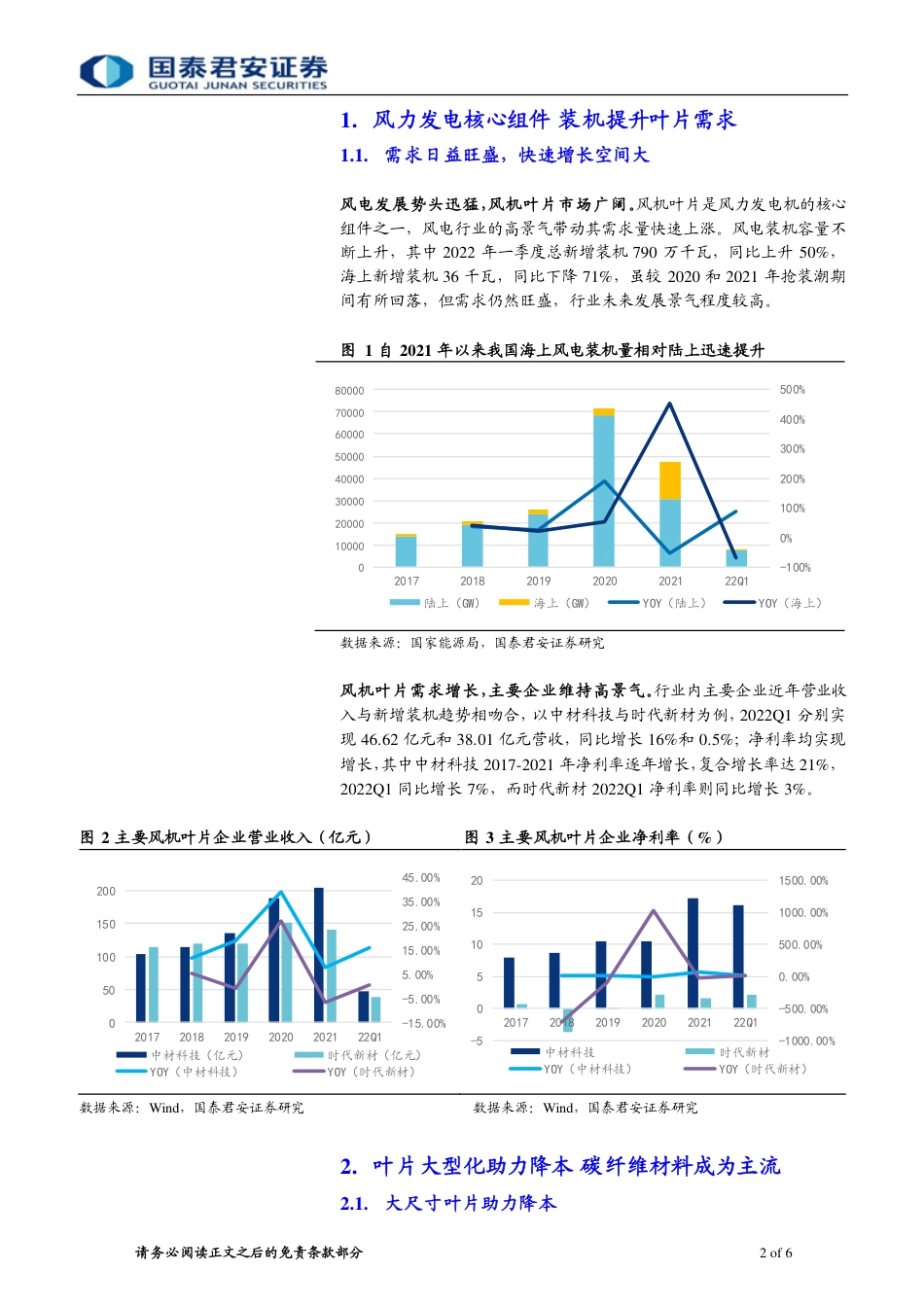 海上风电系列2：叶片大型化成为趋势，材料工艺持续创新-国泰君安_第2页