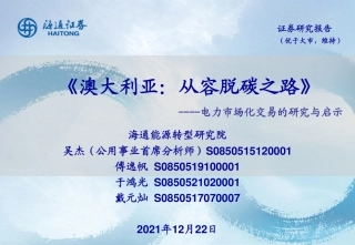 澳大利亚：从容脱碳之路--电力市场化交易的研究与启示