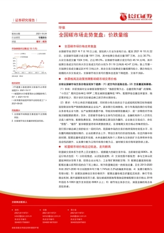 环保行业专题报告：全国碳市场走势复盘，价跌量缩