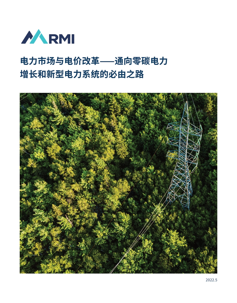 电力市场与电价改革——通向零碳电力增长和新型电力系统的必由之路_第1页