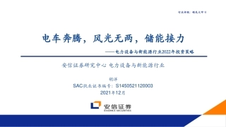 电力设备与新能源行业：电车奔腾，风光无两，储能接力