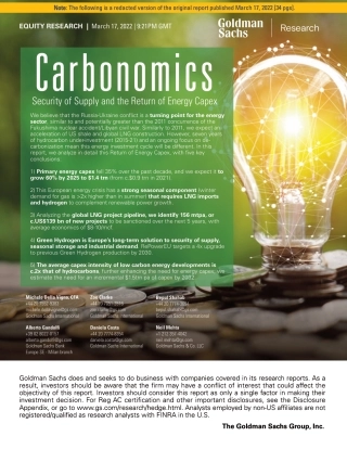碳经济学：供应安全与能源资本支出回流（英）-高盛