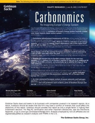 碳经济学：重新设想欧洲能源系统（英）-高盛
