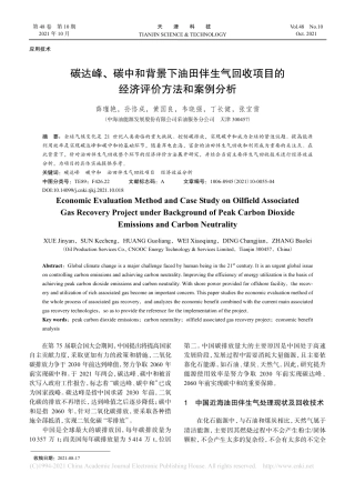 碳达峰、碳中和背景下油田伴生气回收项目的经济评价方法和案例分析