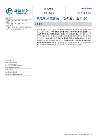 碳达峰方案落地：怎么看，怎么办？