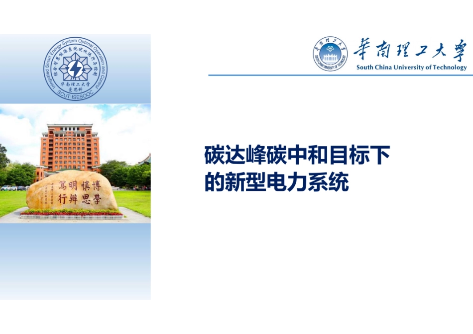 碳达峰碳中和目标下的新型电力系统---华南理工大_第1页