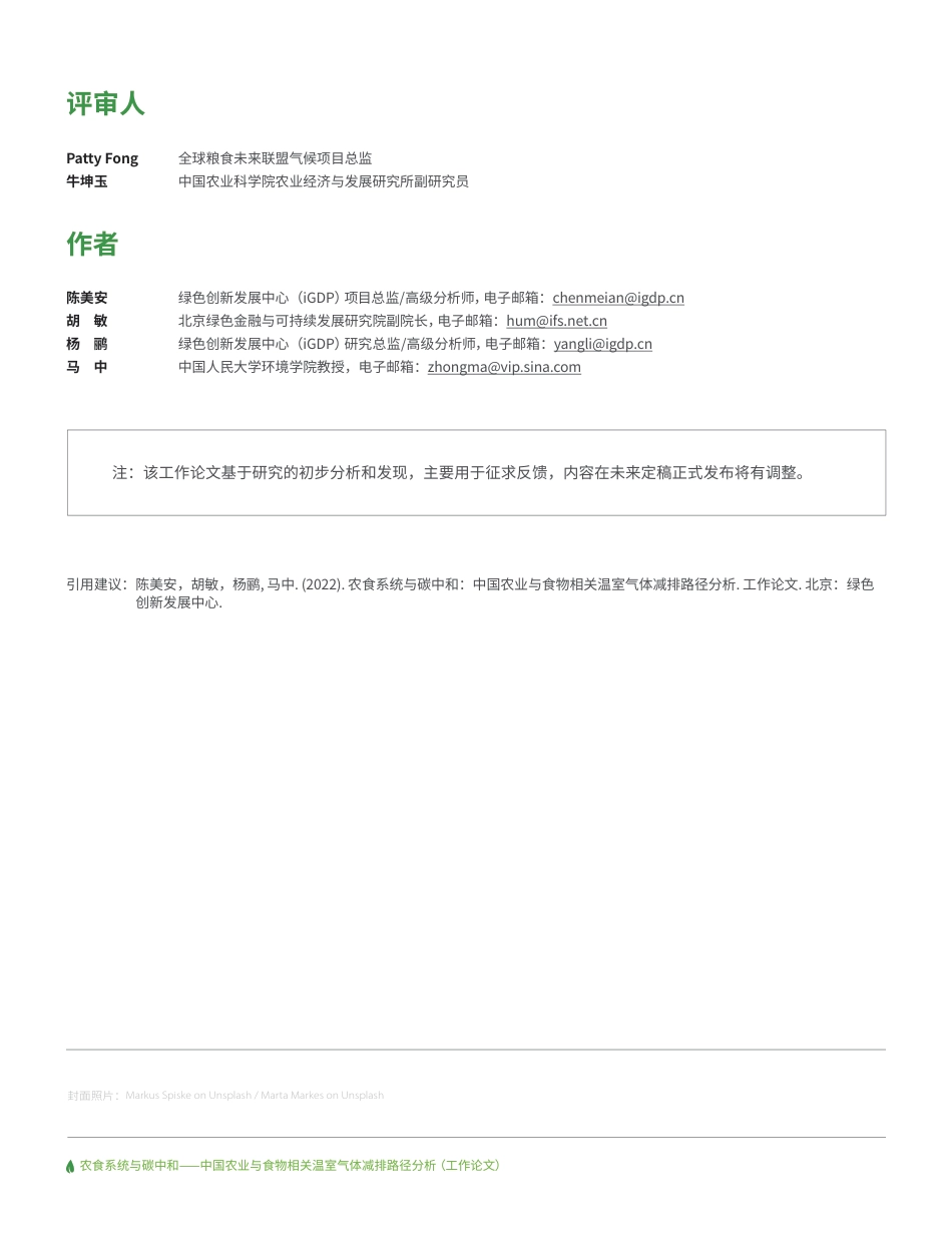 中国农业与食物相关温室气体减排路径分析--绿色创新发展中心_第2页